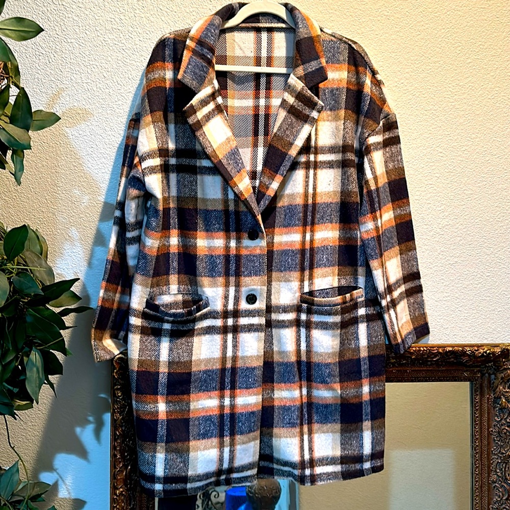 Shein plaid coat L